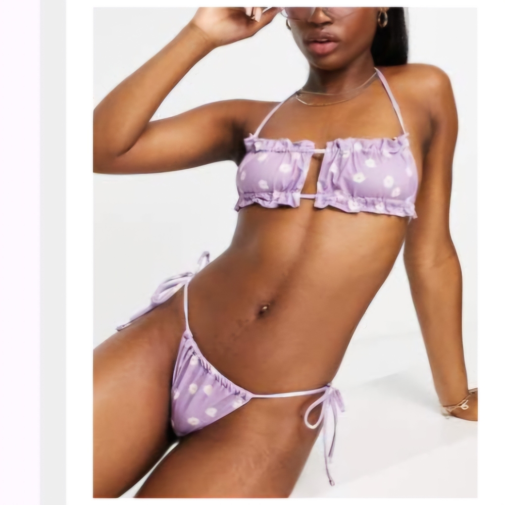 3/50$○ PULL&BEAR Tie Bikini Set In Ditsy Floral • S-M